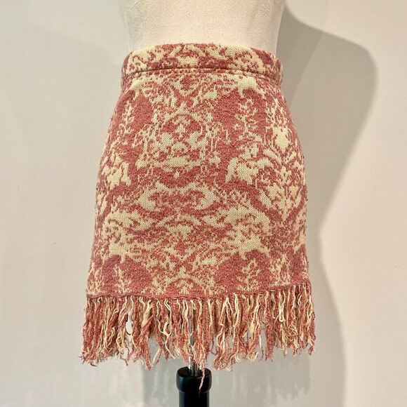 Free People Dua Swit Mini Skirt Terracotta Combo with Fringe - Picture 1 of 8